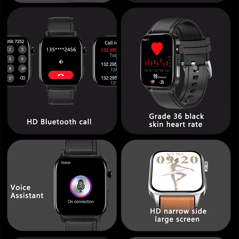 2026 Health SmartWatch ECG+PPG Heart Rate Blood Oxygen Blood Pressure Monitoring NFC Bluetooth Call Motion Trajectory Smartwatch 3