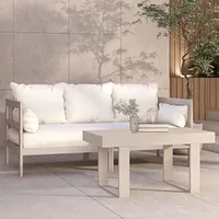 Outdoor Sofa Patio Furniture Set, Modern Wood Couch with Cushions and Coffee Table, 74 Inch   garden furniture 1
