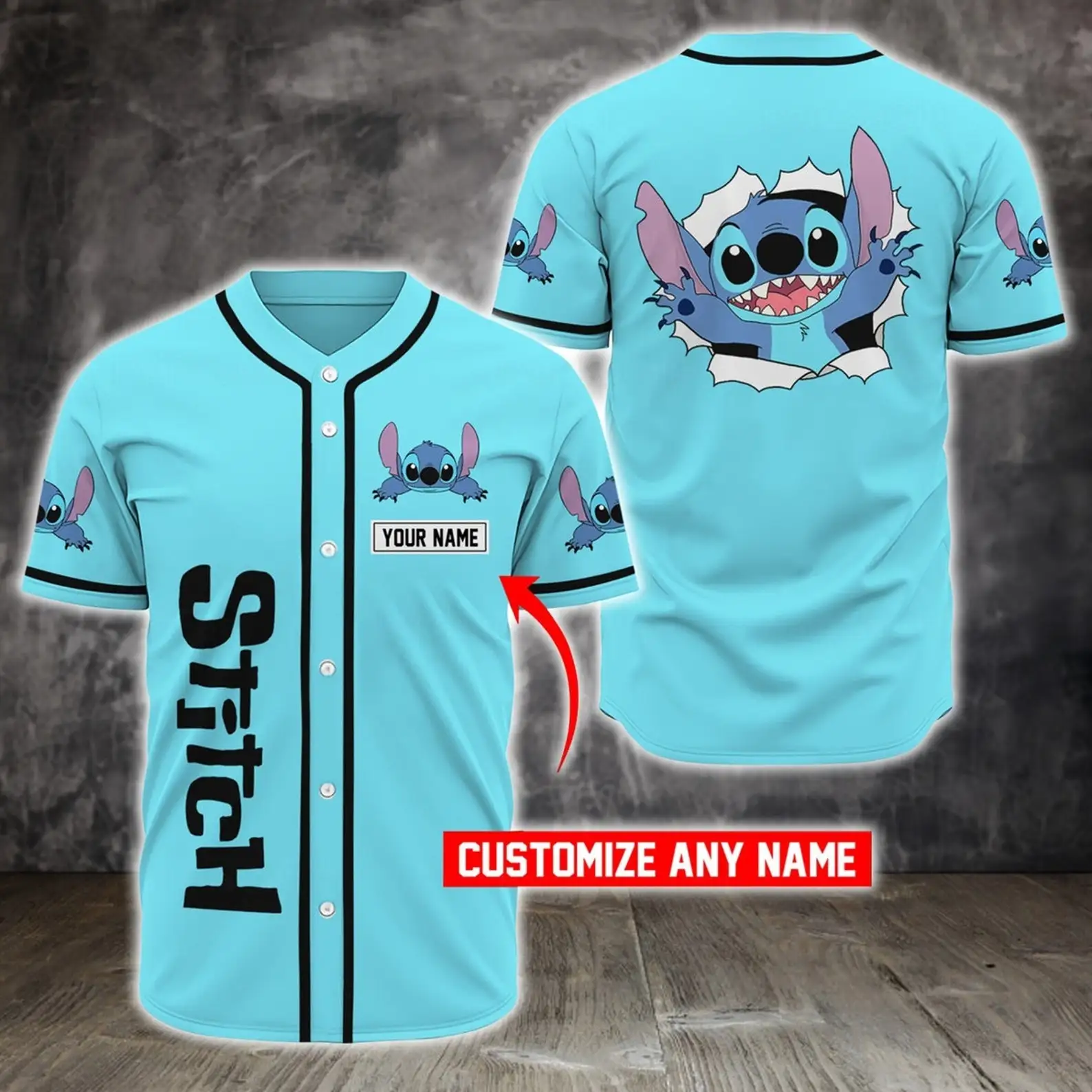 

Disney Baseball Jersey Men Women Casual Sweatshirt Custom Stitch Baseball Jersey Short Sleeve Shirt Breathable Baseball Jersey
