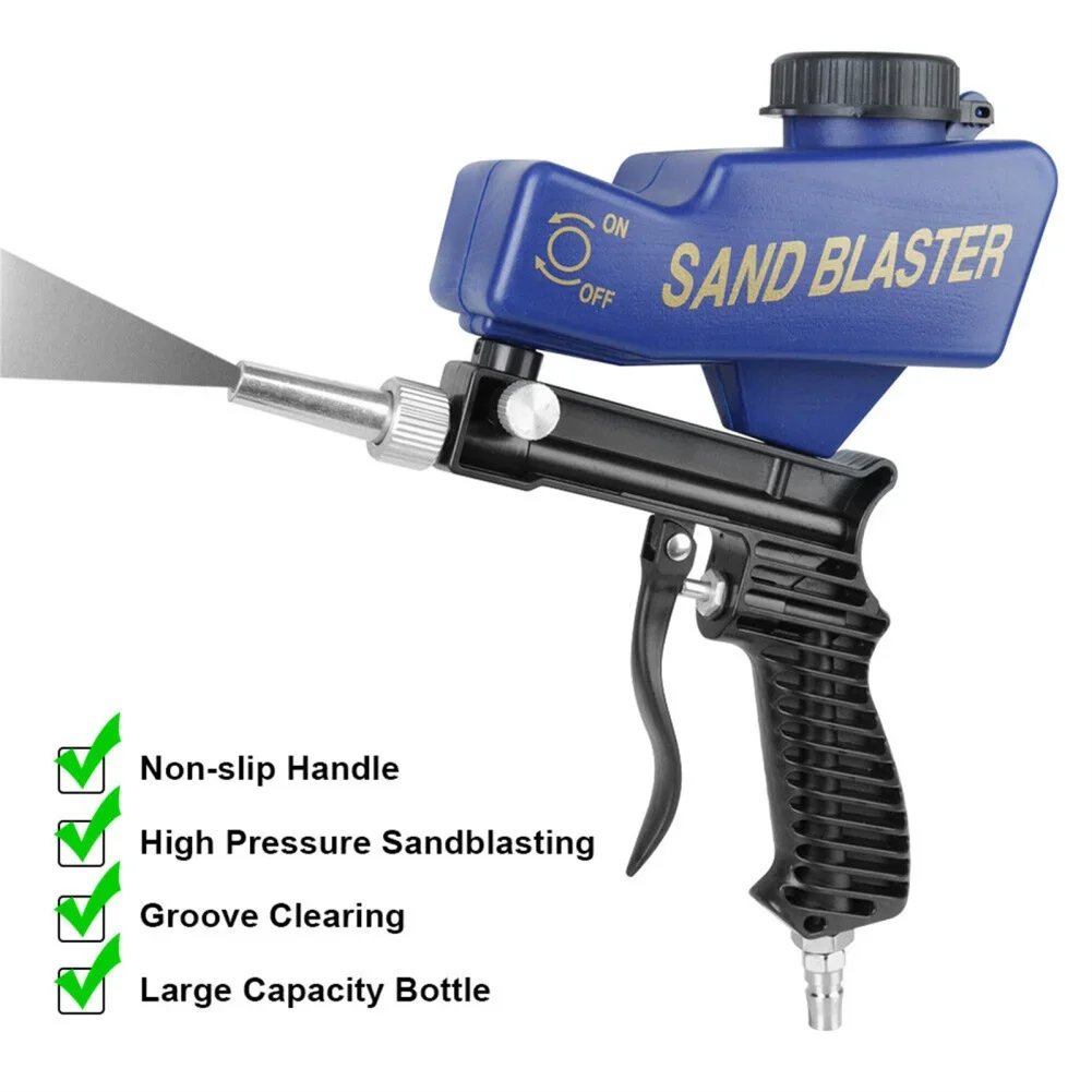 Handheld Sandblasting Gun Portable Sand Blaster Gun Ergonomic Design Air Gravity Feed Rust Remover Multi-function Tools