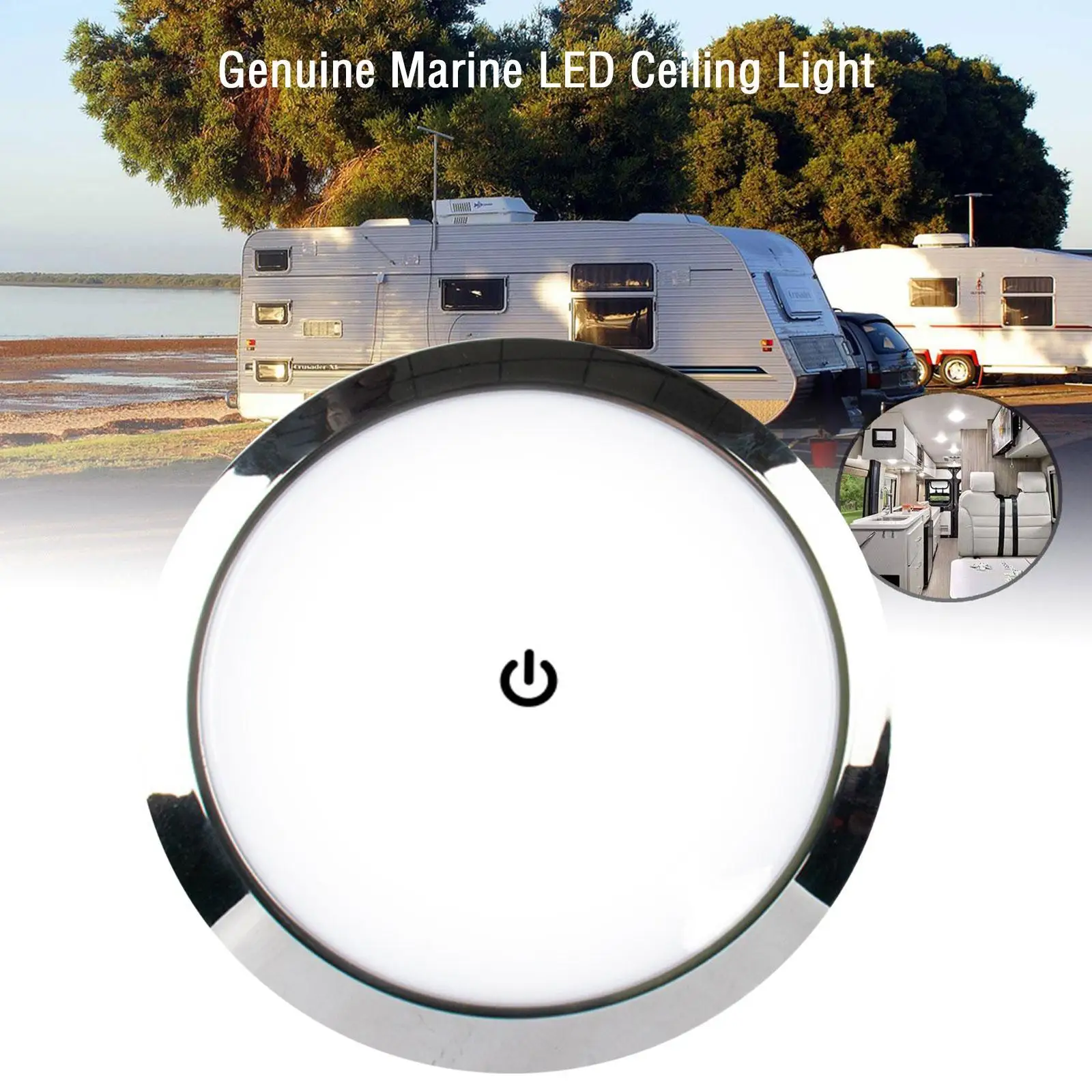 RV 인테리어 천장 LED 조명, 조광기 스위치 포함, 5W 자동차 인테리어 LED 라운드 라이트, 지붕 램프, 캠퍼 보트용, 12V, 24V