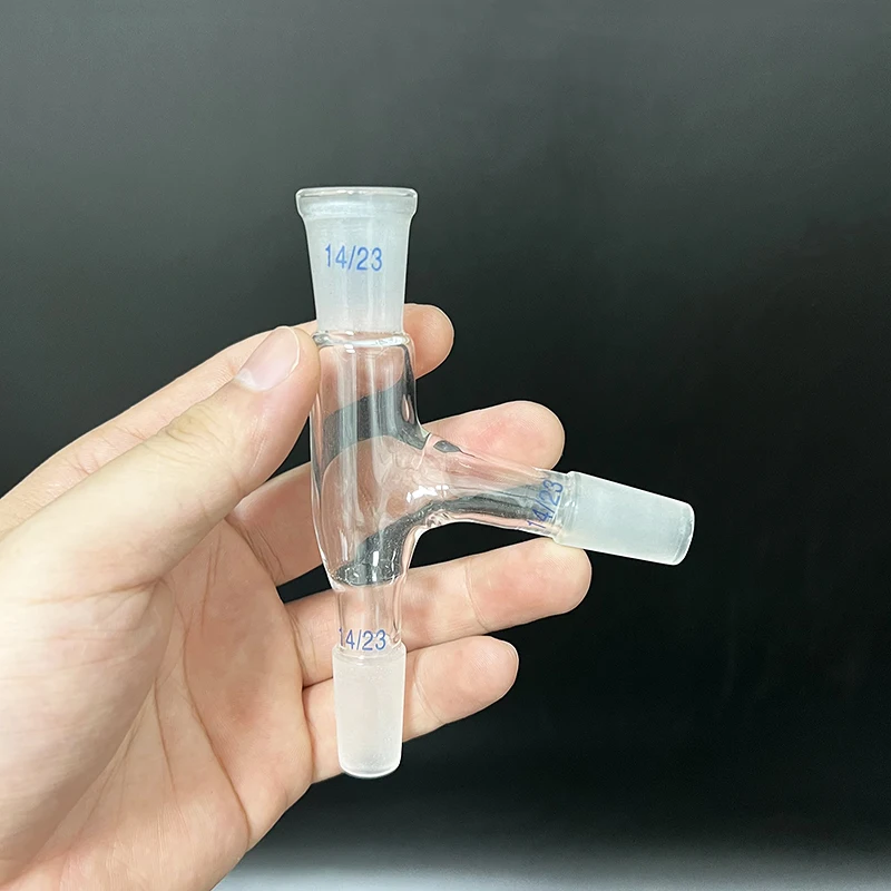 

75 degree distillation head,Three way adapter 14/23, 75 bend (Borosilicate Glass 3.3), distillation head