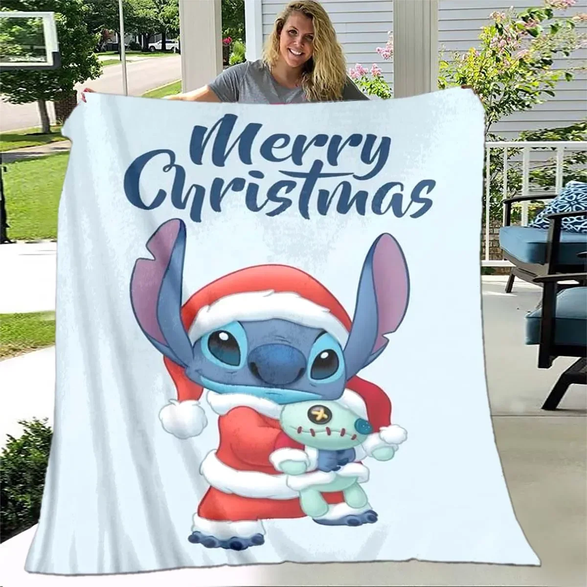 thumbnail image 1 of Manta de felpa suave con dibujos animados de Disney Stitch, manta de franela para sala de estar, dormitorio, cama, sofá, funda de picnic, 1 of 5