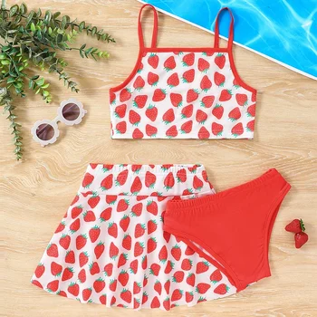 Strawberry Floral 3-Piece Swim Set 1