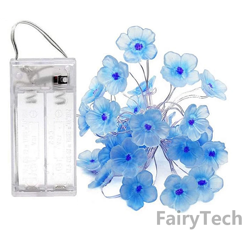 Guirnalda de flores de cerezo, lámpara con batería, luces LED de hadas, funciona con USB, flores de cristal, decoraciones para interiores, bodas y Navidad