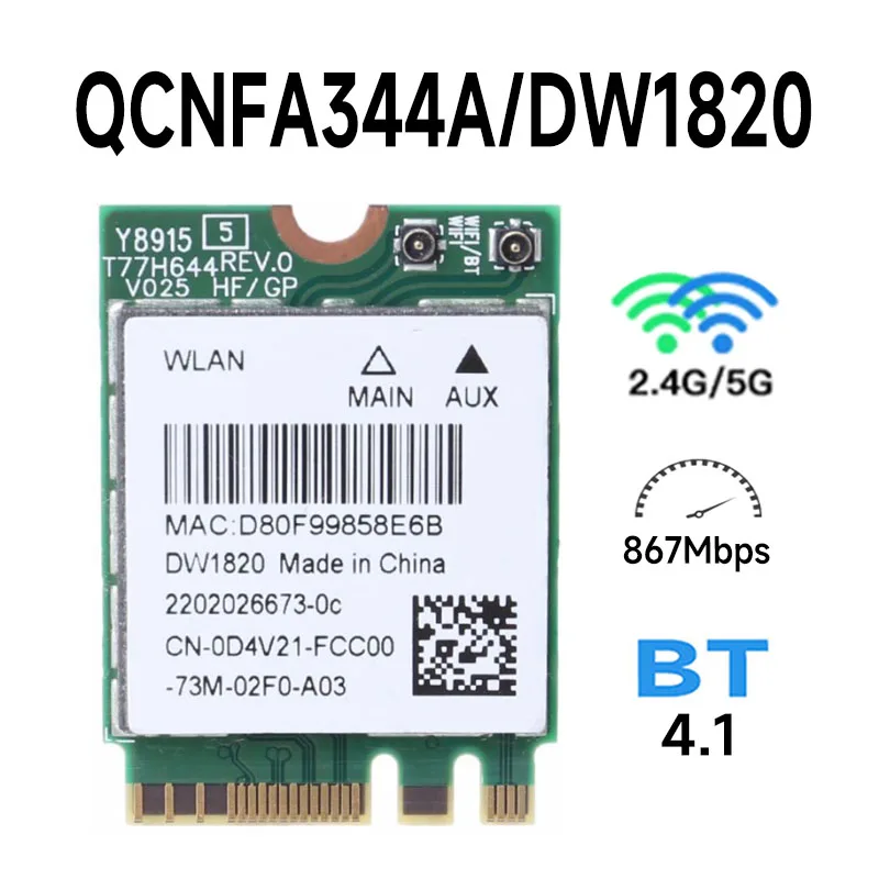 Qcnfa344A Dw1820 802.11Ac Bluetooth 4.1 867Mbps Wlan Wifi Wireless 802.11Ac Ngff Mini Scheda Wlan Migliore Di Muslimah