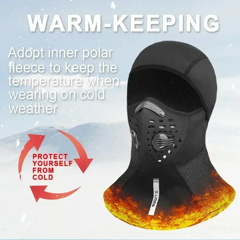 X-TIGER Winter Cycling Mask Ski Mask Dust-proof Filter Windproof Full Face Mask Balaclava Cycling Cap Ski Skate Hat