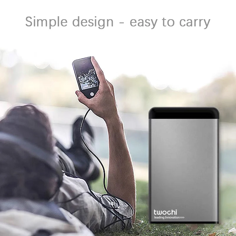 TWOCHI\'\'2TB 1 테라바이트 슈퍼 외장형 하드 디스크 USB3.0 HDD 스토리지 (PC, Mac,Tablet, Xbox, PS4,TV 용): 무료 디자인을위한 로고 추가