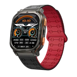 22mm Magnetic Loop Silicone Sport Wristband Strap - 22mm TANK T2 M2 (Black Red)