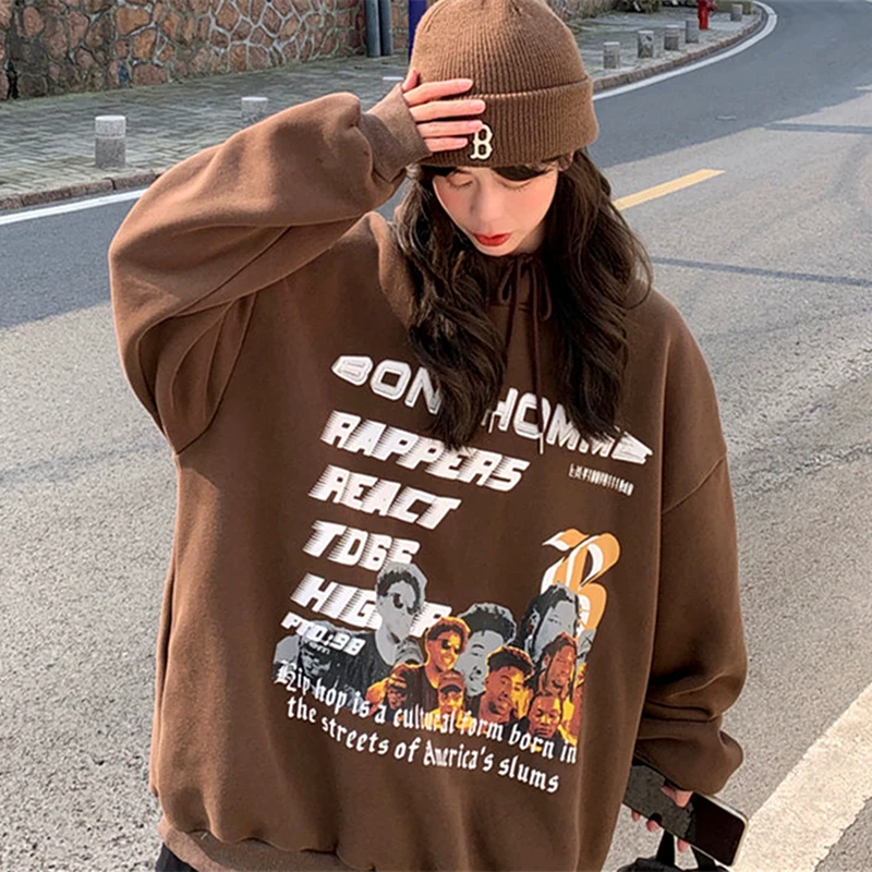 

American Retro Grunge Y2K Print Sweatshirt Couples Fashion Streetwear Oversized O-neck Pullover Loose Casual Harajuku Winter Top