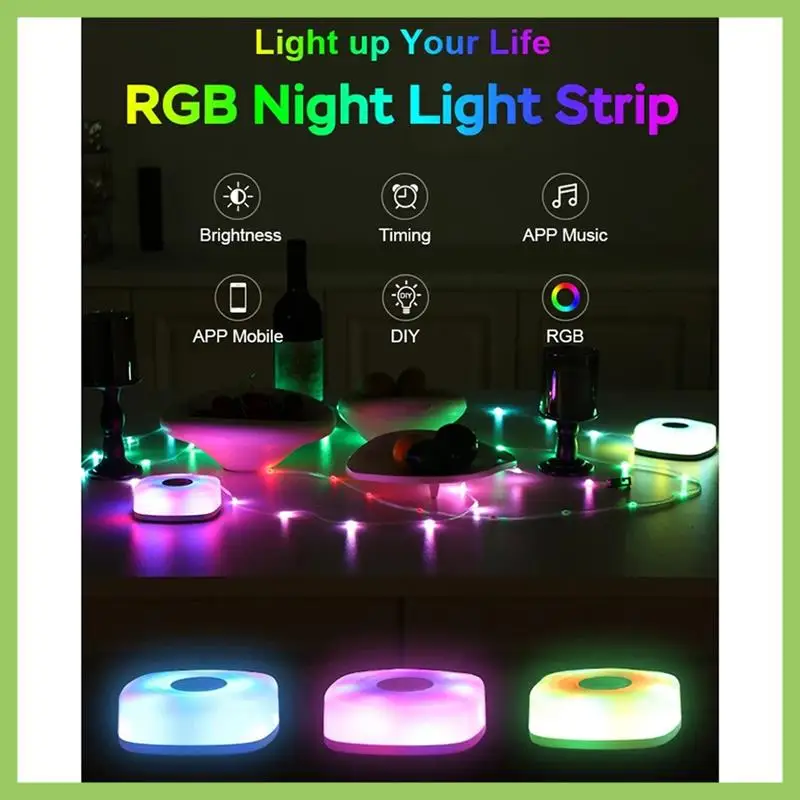 ABLU-Nachtlampje LED Night Light Smart APP RGB Camping String Lights Outdoor Waterproof Rechargeable Room Atmosphere Lamp 5M