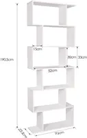 Wooden Bookshelf 6 Tier Storage Shelf S Shape Bookcase 2