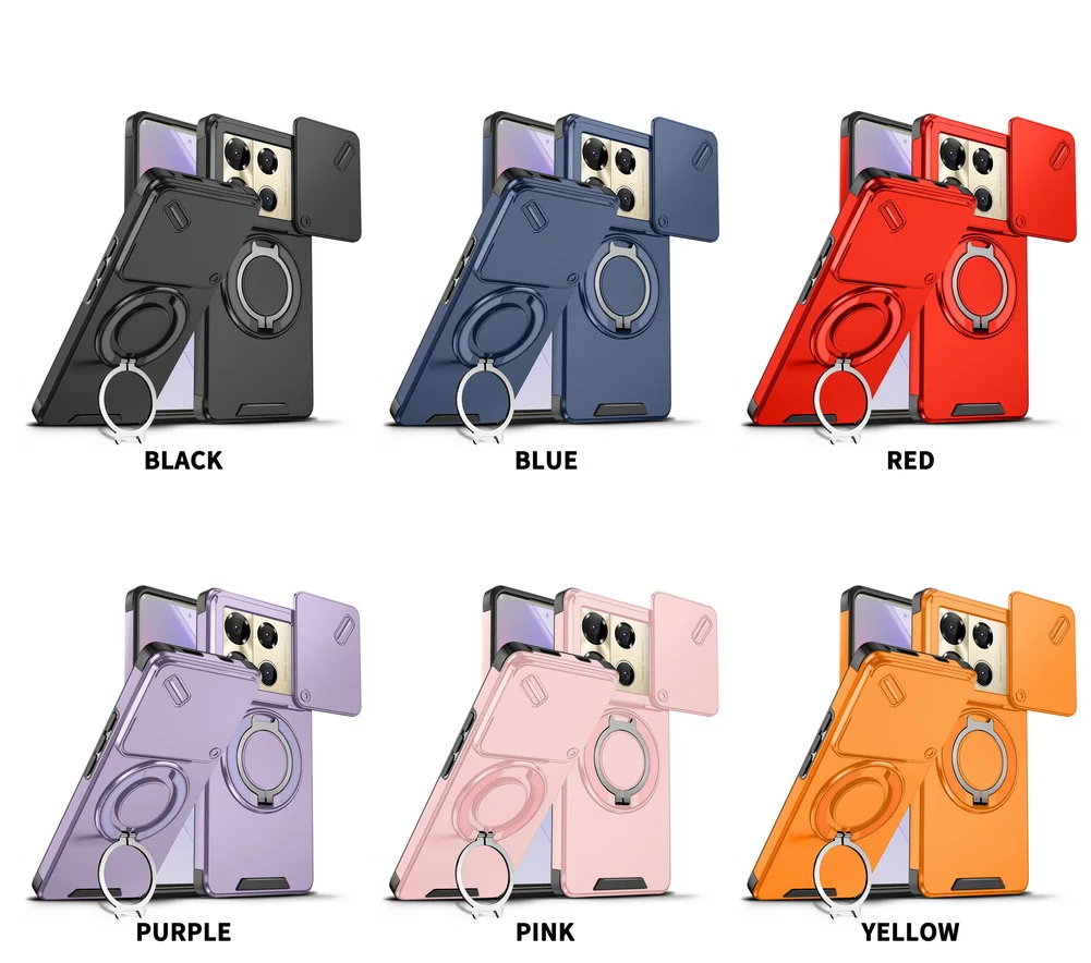 Sliding Camera Protector Phone Case with Metal Bracket - Rugged Cover
