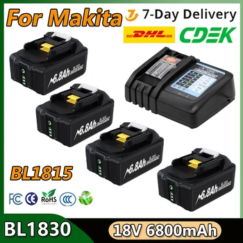 Batteria 6.8Ah 18v per Makita BL1830 BL1850B BL1850 BL1840 BL1860 batteria e caricabatterie 18v 6800mAh batterie di ricambio per utensili elettrici