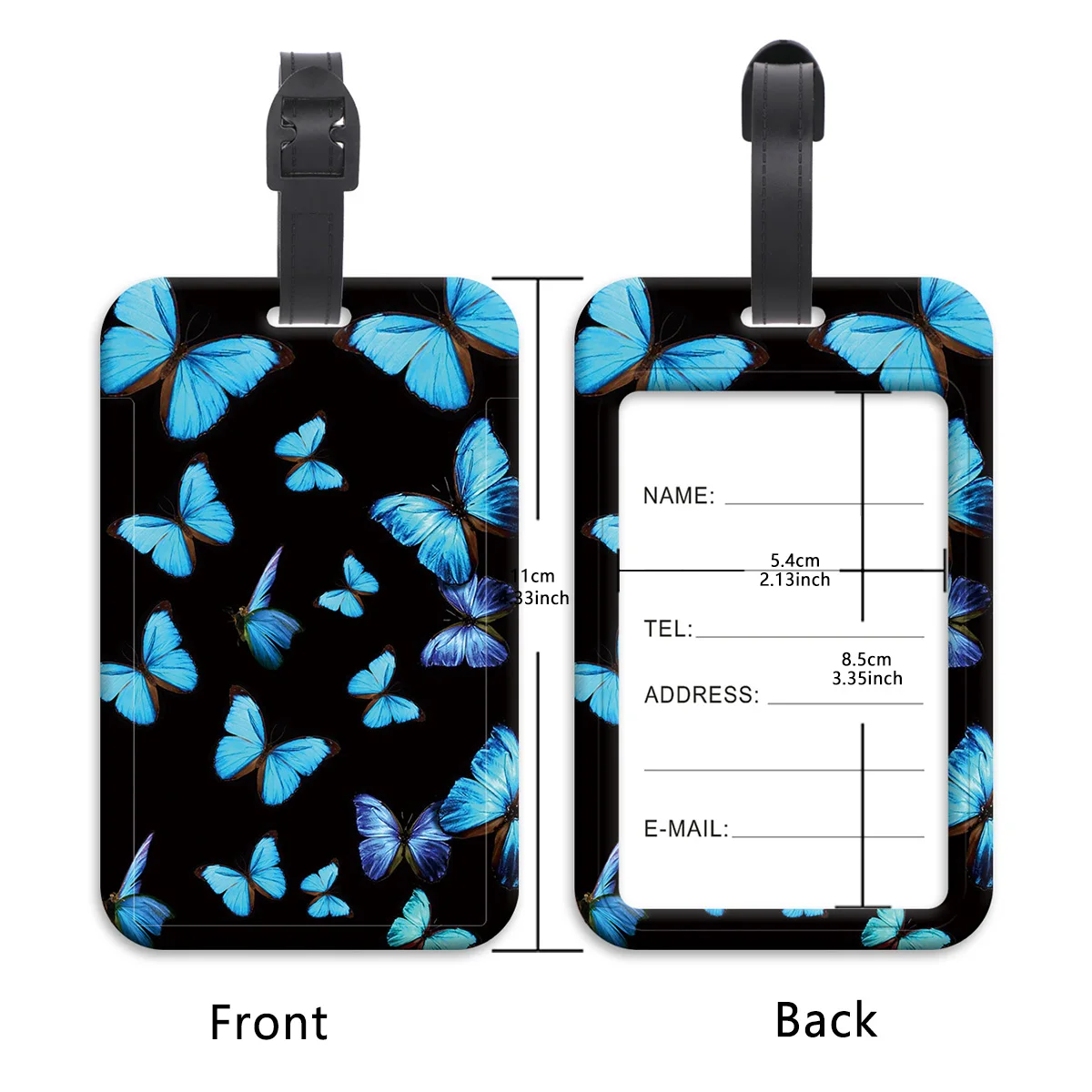 Blue Butterfly Plastics Baggage Tag Sea Turtle Suitcase Backpack Anti-Lost Listing ID Card Holder Fashion Luggage Accessories