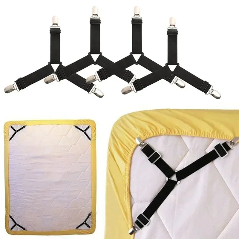 4Pcs Fastener Bed Sheet Clips Mattress Cover Blankets Holder Home Textiles Organize Gadgets Elastic Bed Sheet Grippers Belt 1