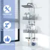 Hanging Shower Caddy No Drilling Over Head Organizer Quick Drainage Waterproof Rust-proof Shower Storage with Hooks and Baskets 6