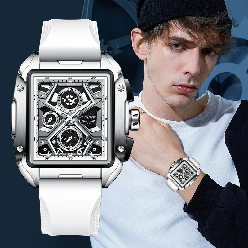 

LIGE Fashion Men Watch Top Brand Luxury Waterproof Sports Watches Mens Silicone Auto Date Military Wristwatch Relogios Masculino