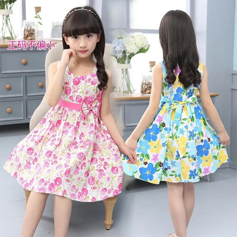 Girls Dress Princess Costume Kids Clothes Cotton Flower Print Party Dresses 4-14 Year