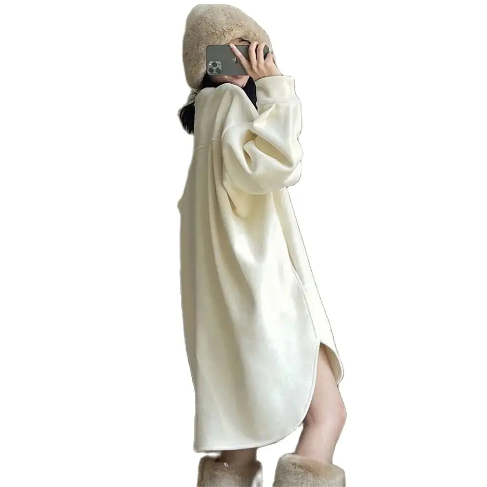 Plus Size Hoodies & Sweatshirts for Women Autumn Winter Thick Warm Fleece Sweatshirt Solid Streetwear Loose Pullovers