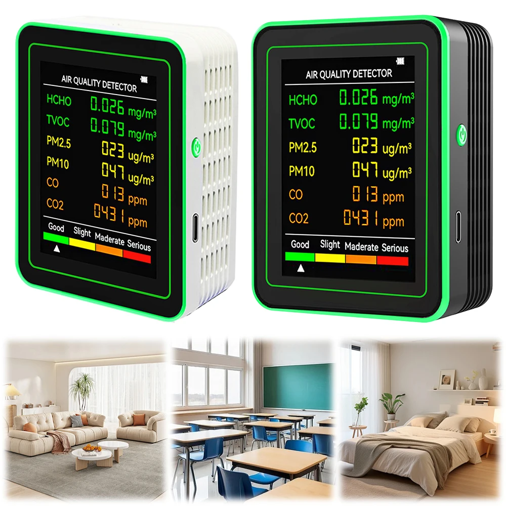Advanced Multifunctional Air Quality Detector with 6-in-1 Monitoring Capability