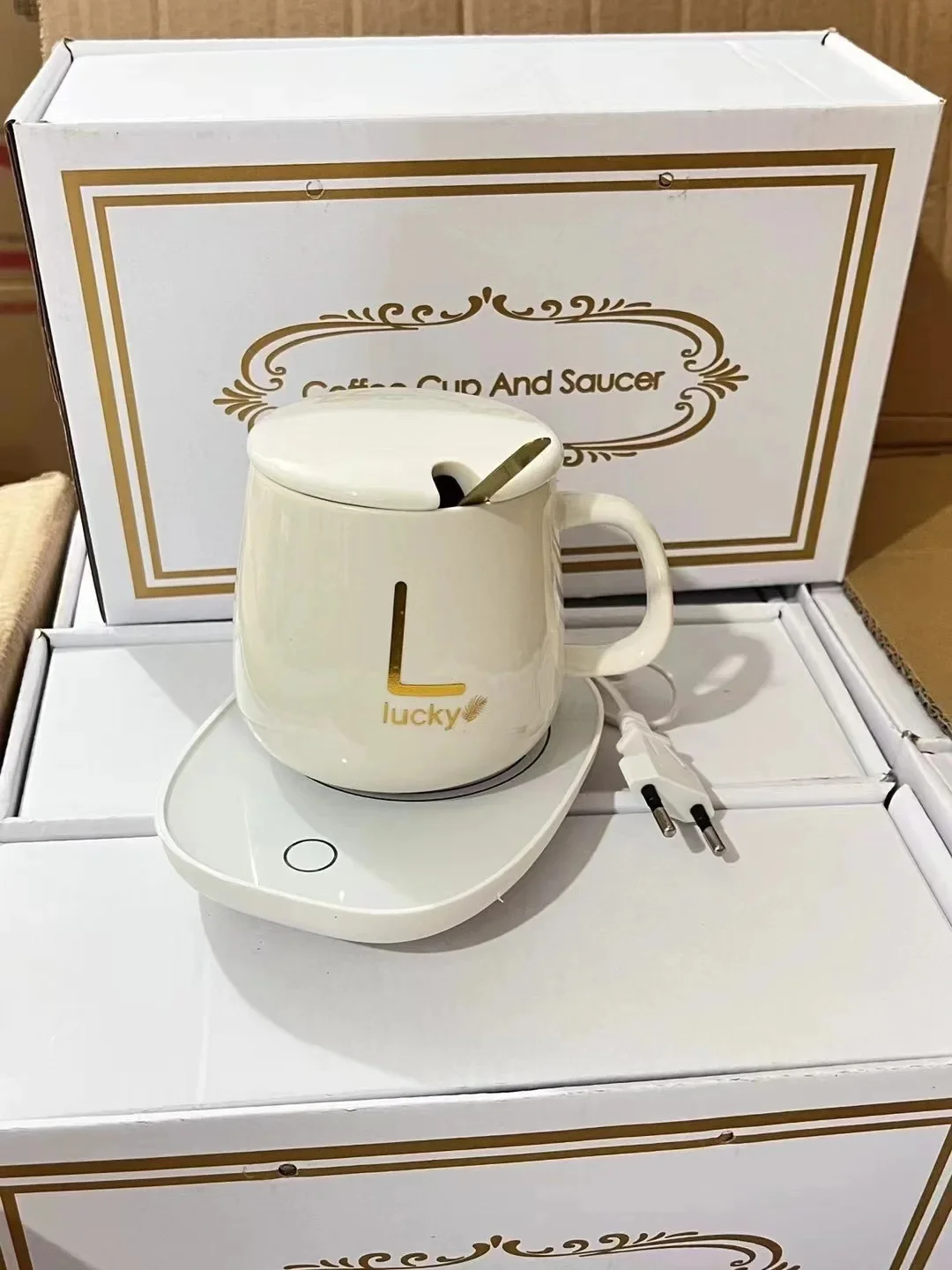 Luxury Ceramic Coffee Cup Set with Warmer - طقم كو...