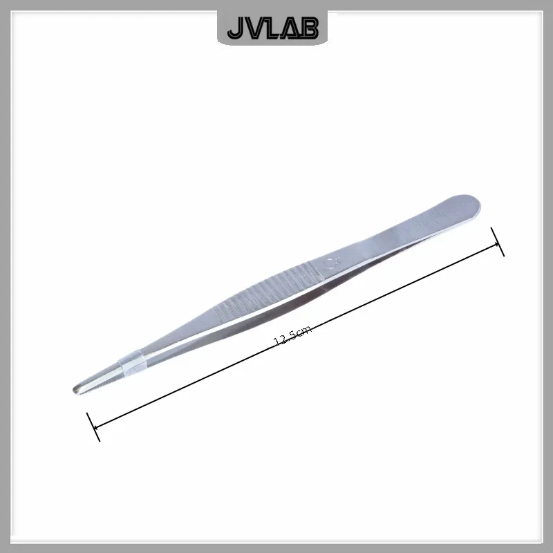 Anti Static Tweezers Set Stainless Steel Tweezers Laboratory Auxiliary Tweezer Straight Surgical Forceps 12.5cm Extraction Excipients Home Handy Tool