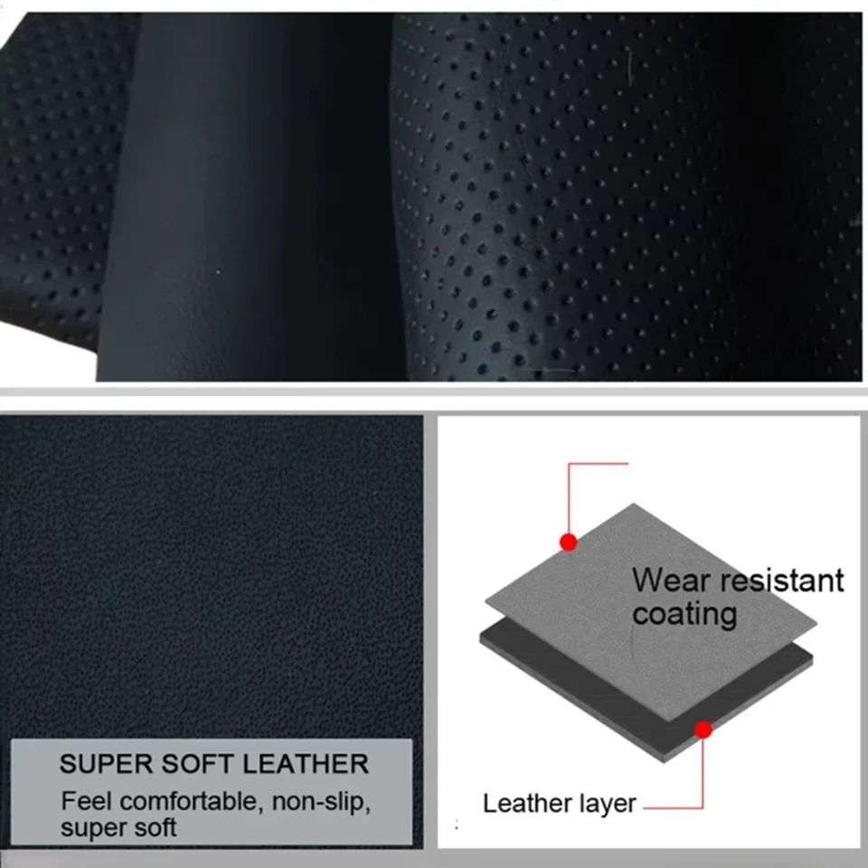 Benutzerdefinierte handgenähte Kohlefaser-Leder-Lenkradabdeckung für Toyota Sienna 2011–2014, alte Sienna 2011, Autozubehör – Detail 4