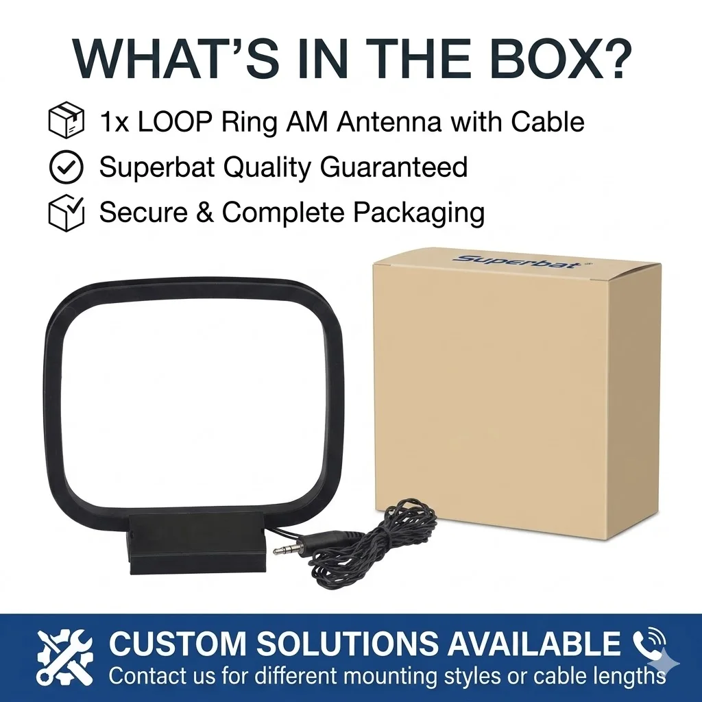 Superbat 75ohm AM 루프 안테나 Bose 라이프 스타일 음악 미디어 센터와 호환되는 3.5mm 어댑터 AM MW LW 안테나