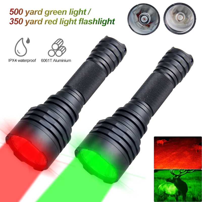 Description Picture 2 of itemGreen/Red Hunting Flashlight LED Tactical Torch Flashlights lantern waterproof Torch Light Lamp+Mount+Switch+18650+Charger