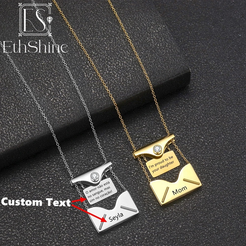 

Necklace with Secret Message Mother's Day Gift Envelope Love Letter Necklace Alloy Lettering Women Pendant Creative Design Gift