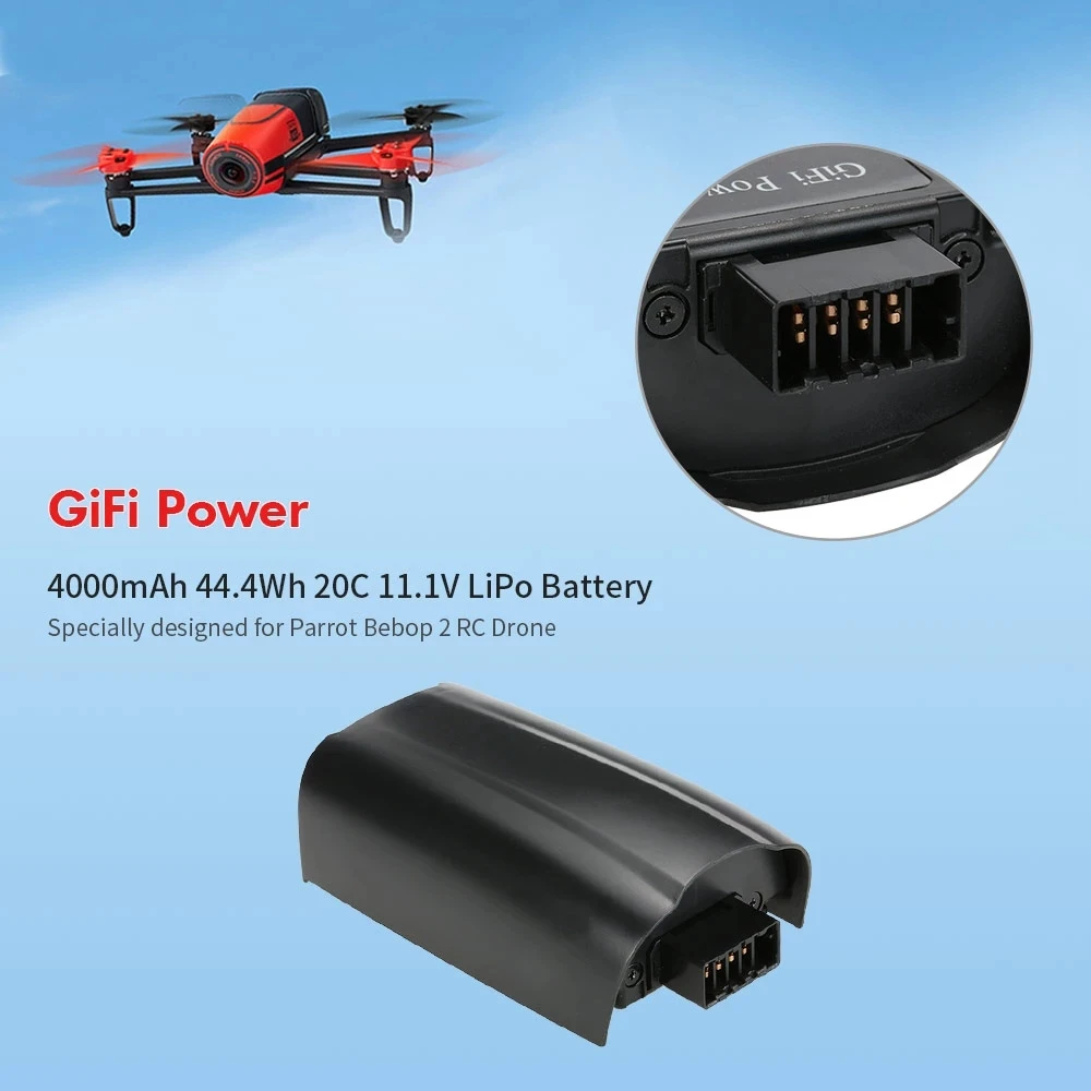 

Upgrade Lipo Battery For Parrot Bebop 2 Drone Battery 4000mAh 11.1V Upgrade Rechargeable Lipo Battery For RC Quadcopter Parts