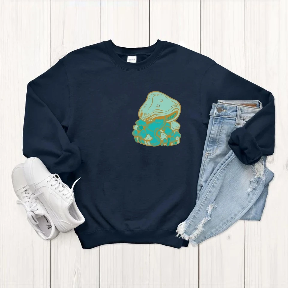 Mushroom Cluster Artistic Print Sweatshirt for Women