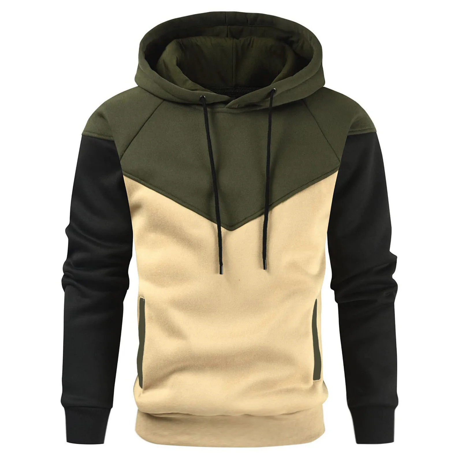 Men's Autumn/Winter Splicing Hoodie Outdoor Casual Sportswear Street Fashion Fleece Warm Loose Hoodie winter sweatshirt men women hoodies