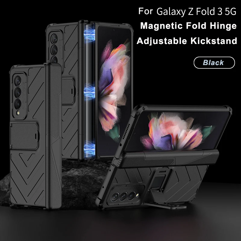 

Magnetic Fold Hinge Adjustable Kickstand Case for Samsung Galaxy Z Fold 3 Fold3 5G Case Hard Armor Shockproof Stand Cover