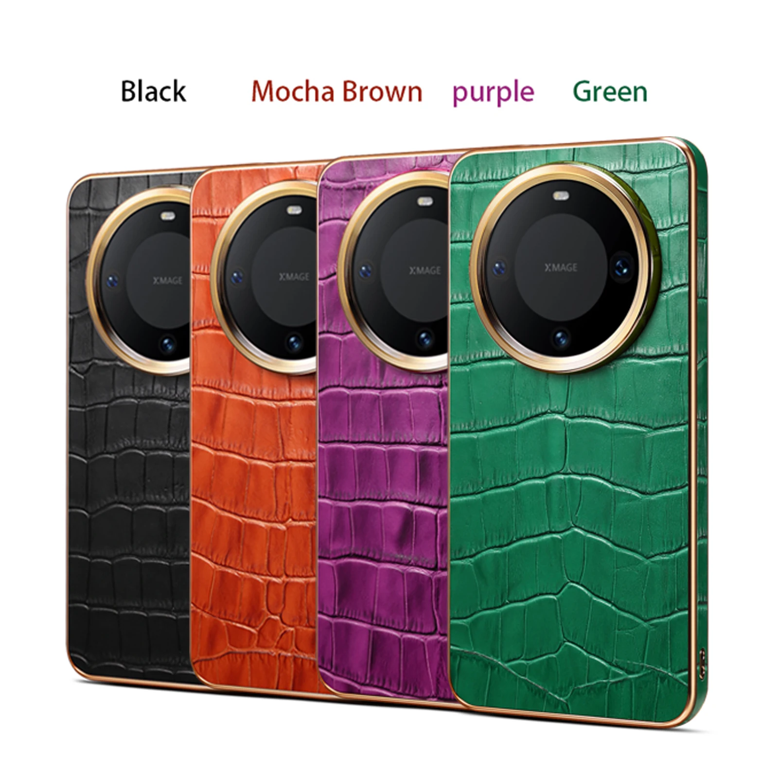 Denior Luxury 3D Plating Genuine Leather Case for Huawei Mate 60/Mate 60 Pro/Mate 60 Pro Plus Top Layer Cowhide Protective Cover