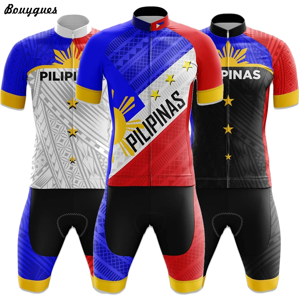 Pilipinas Cycling Jersey Set Maillot Ciclismo Hombre Men Short sleeve Cycling Wear MTB Bike Suit Bib/Shorts Breathable Gel Pad
