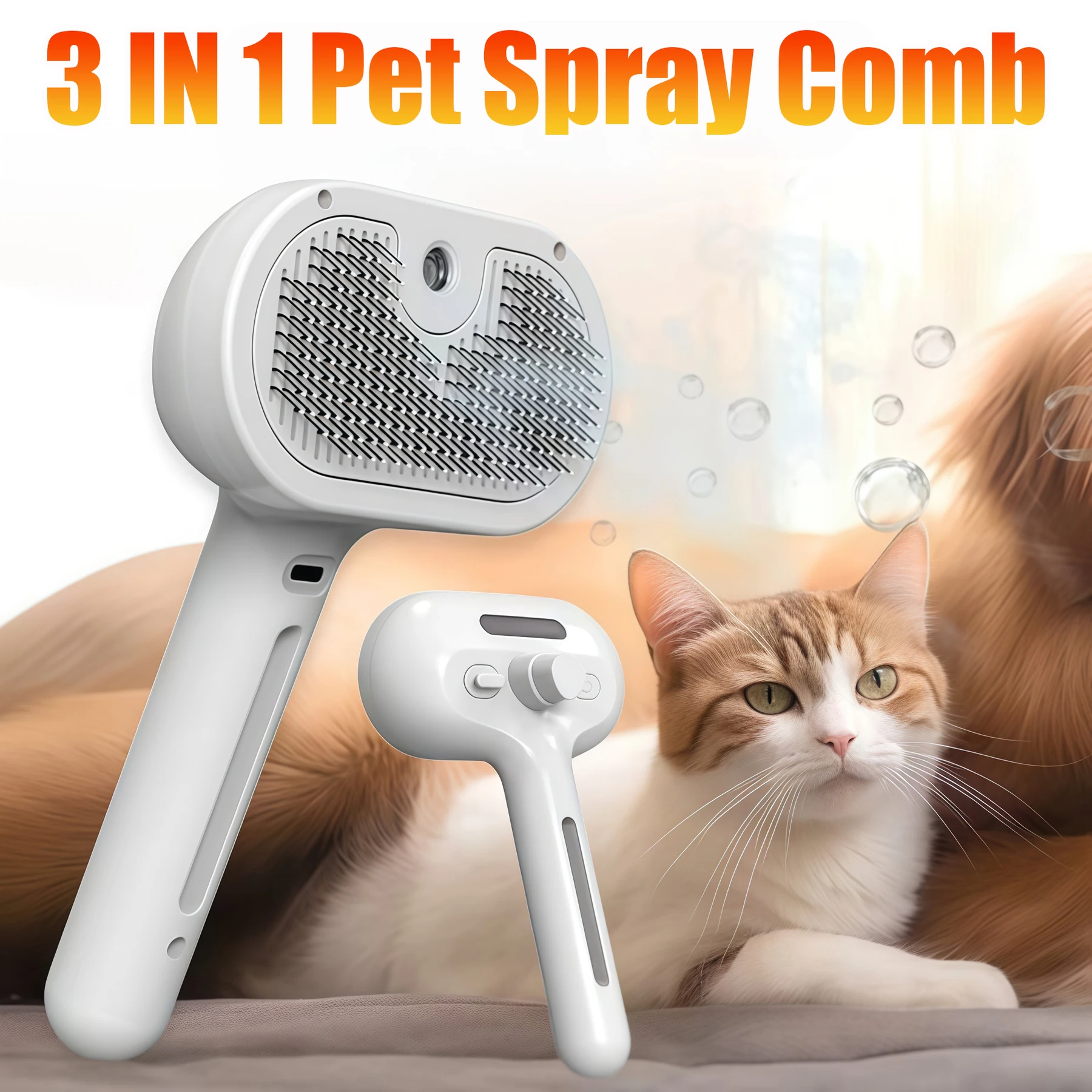 3 In 1 Pet Spray Grooming Comb Steamy Floating One Click Hair Removal Cleaning Steam Brush Styling for Dogs Cats Accessories 3 In 1 Pet Spray Grooming Comb Steamy Floating One Click Hair Removal Cleaning Steam Brush Styling for Dogs Cats Accessories