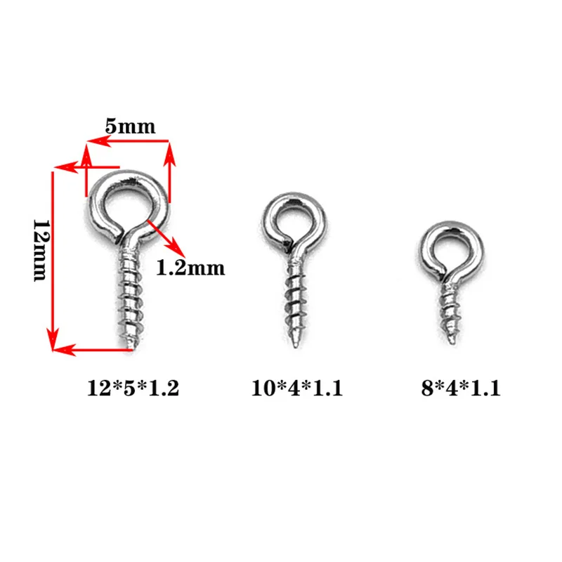 Small Screw Eyes Pin Hook Eyelets Screw Threaded Key Chain Hooks 12 x 5mm  Mini S