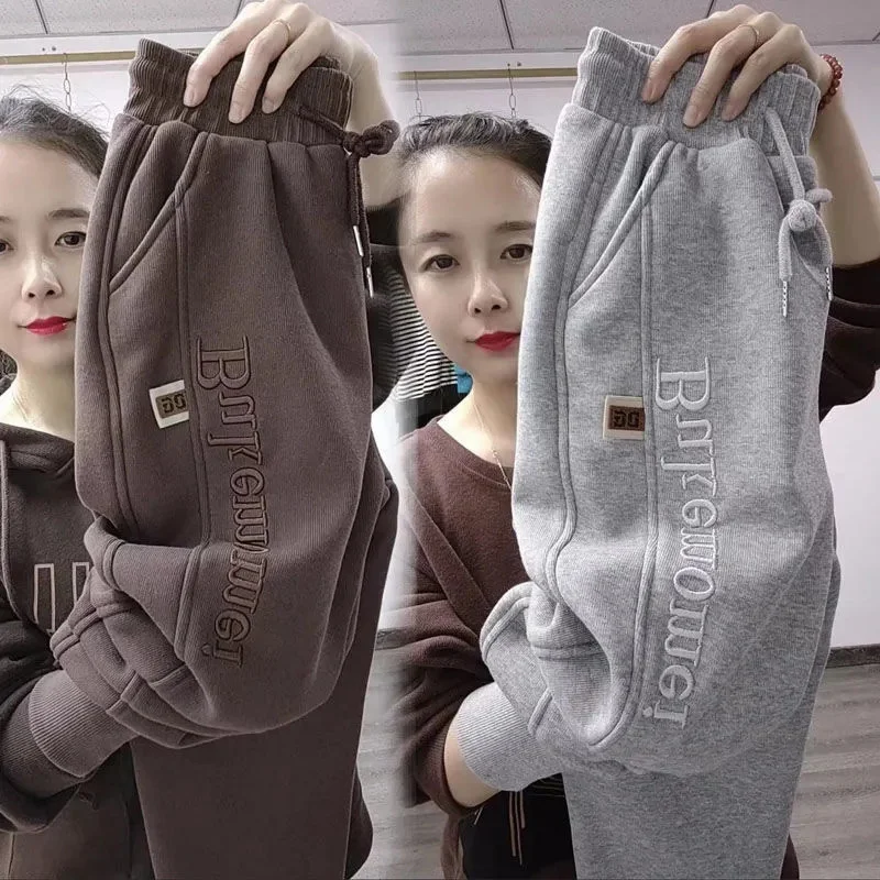 

Spring Autumn Casual Pants Female Women's Trousers High Waist Elastic Padded Warm Winter Harem Pants Fashion Sports Pants 4XL