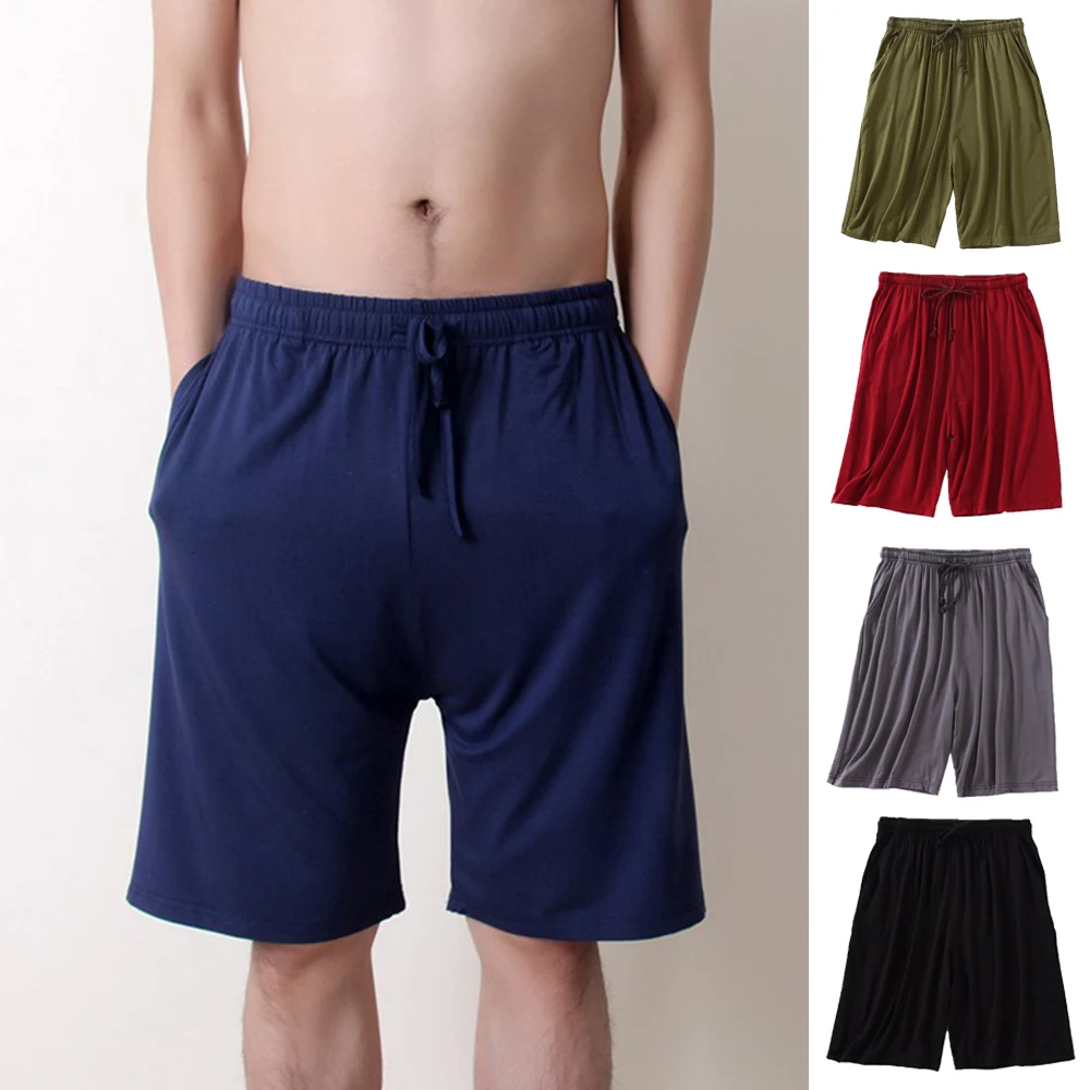 

Bottoms Half Length Pants Mens Lounge Wear Cool Modal Cotton Soft Elastic Sleepwear Pajama Pants Summer Leisure Sleepwear