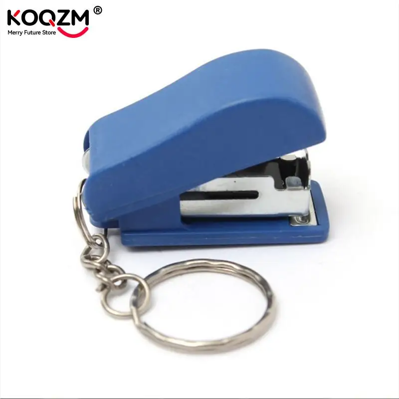 Kawaii Mini Stapler Office School Paper Document Bookbinding Staplers with Keychain Stationery Accessories Random Color