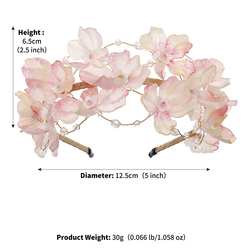 Pink Flower Wreath Hair Bands Classic Crystal Headband Wedding Hair Accessories Birthday Party Tiara Popular Headdress hair accessories bridal hair accessories