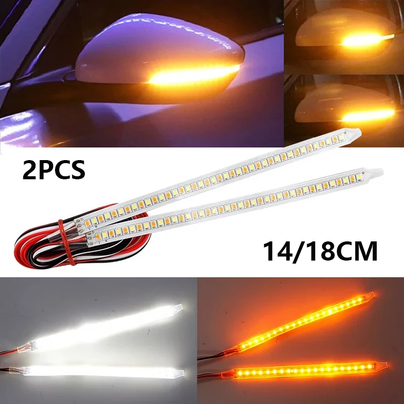 2PCS LED Car Rearview Mirror Indicator Lamp 12V DRL Streamer Strip ...