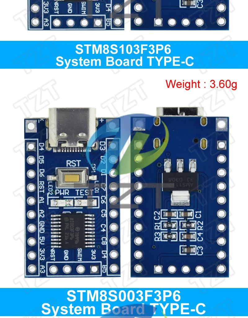 1/3 Stück STM8S003F3P6 STM8S103F3P6 Systemplatine TYPE-C STM8S STM8 Entwicklungsboard Minimale Kernplatine für Arduino STM DIY KIT TZT – Detail 7
