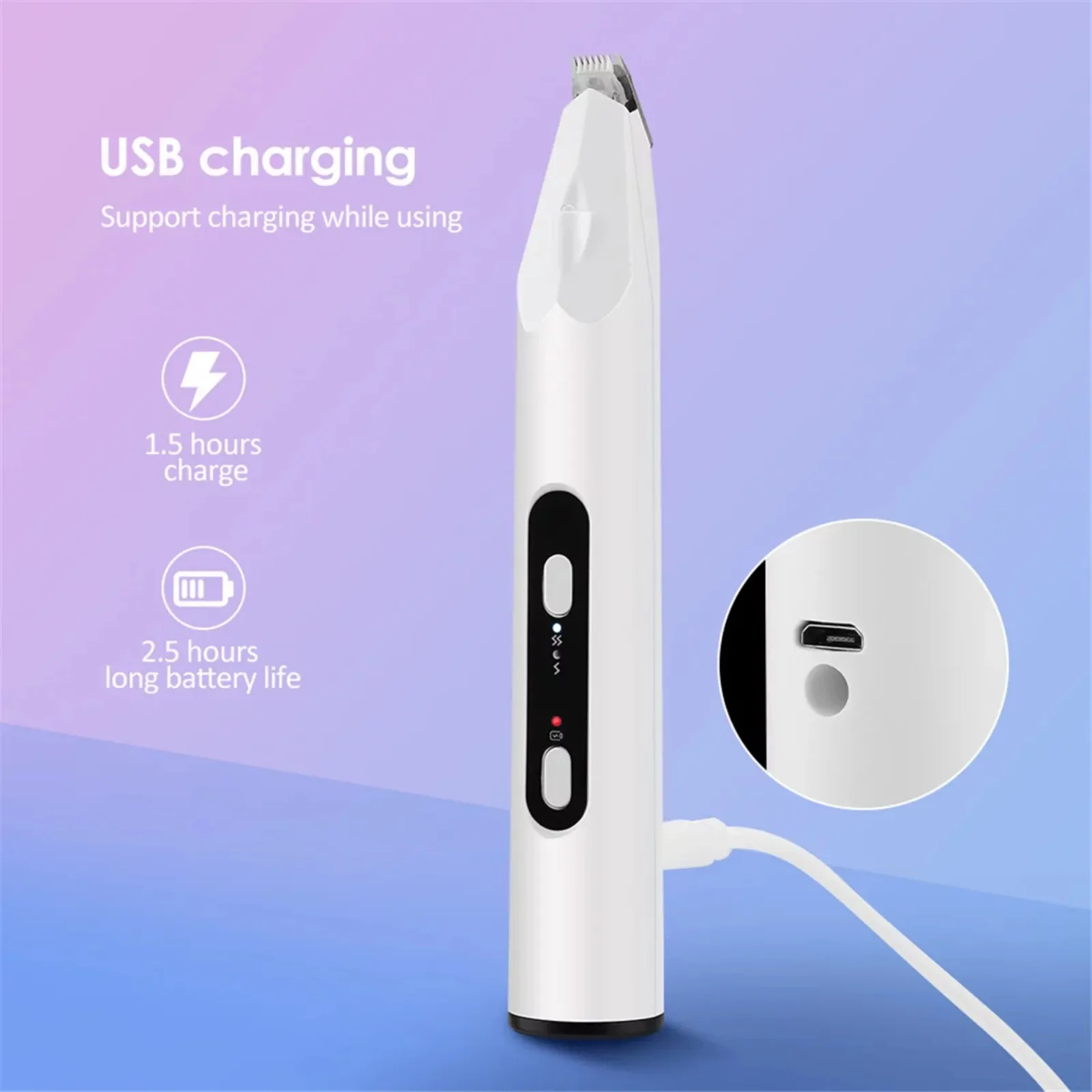 30ml Usb Rechargeable Shaver Cat Ringworm Light Led Light Three-In-One Pet Electric Shaver Partial Hair Shaving