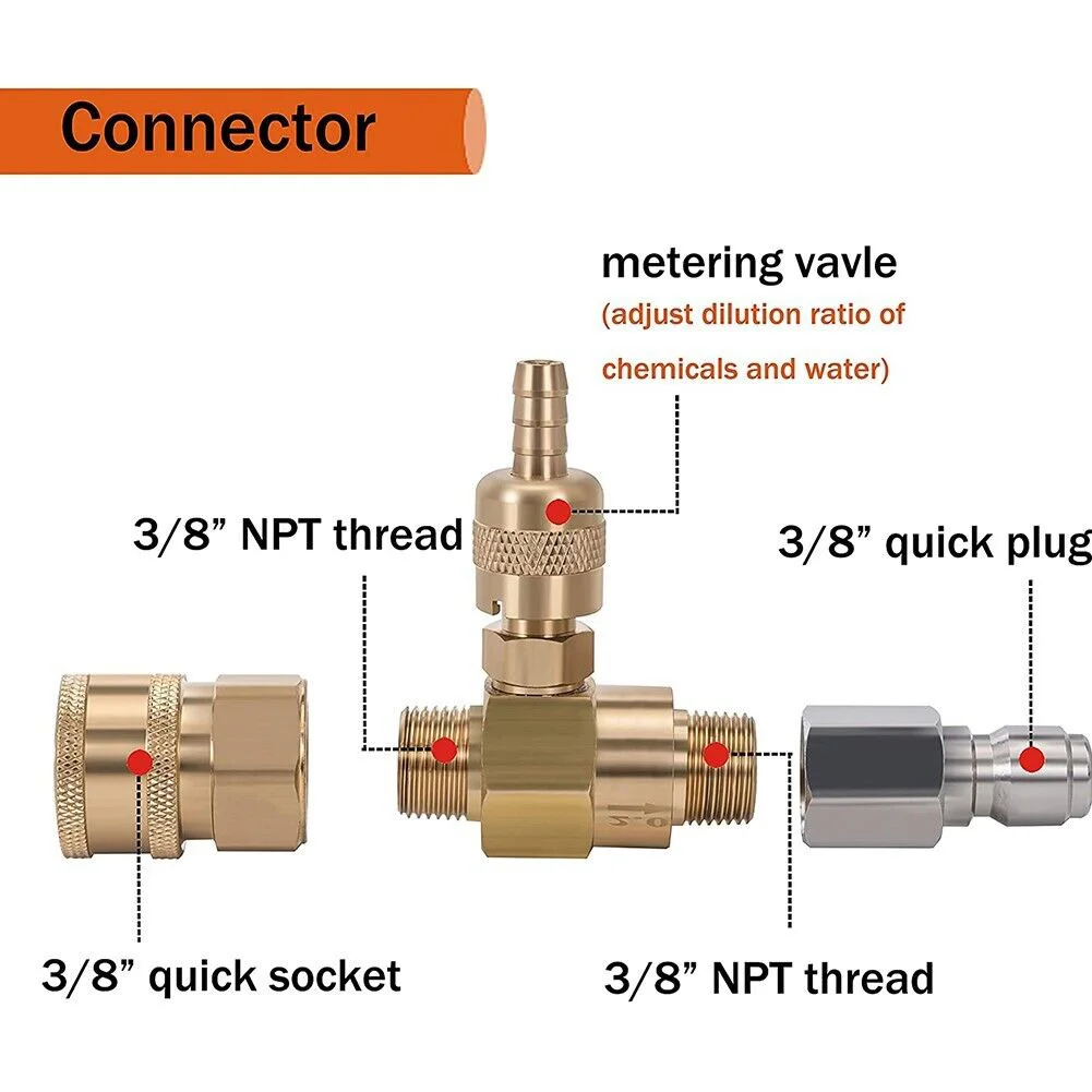 4000 PSI Pressure Washer Soap Injector Downstream Power Washer Chemical 3/8inch Quick Connector Cleaning Tool Accessories