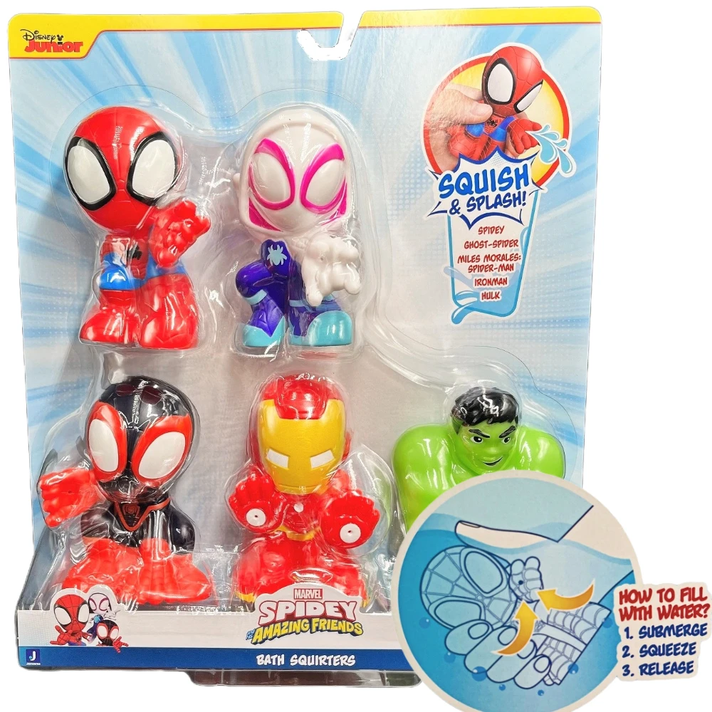 

Hasbro Marvel Spiderman Spidey and His Magical Friends Bath Squirter 5pcs Q Version Action Figure Toy Gift