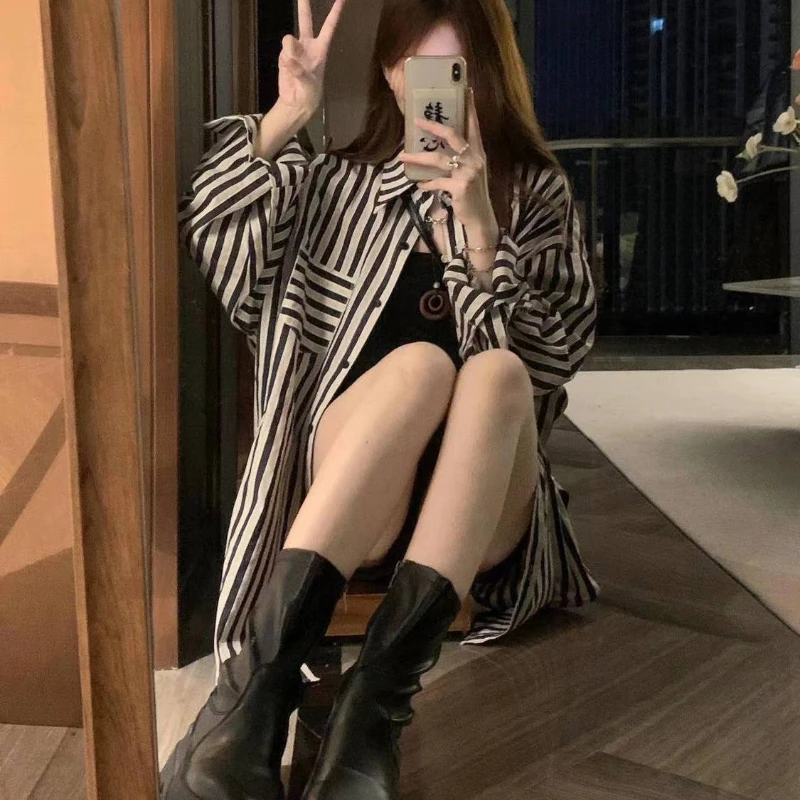 

Ladies Fashion Casual Stripe Shirts Blouse Women Tops Woman Button Up Shirt Female Girls Long Sleeve Clothes VyA52