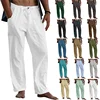 Men's Casual Trousers Home Pants 2023 New Man Cotton Linen Large Size white Straight trousers Solid Beach black Fitness Pants 1